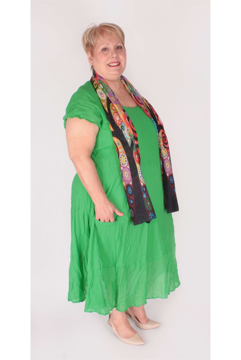 Robe Verte avec poche sur le devant